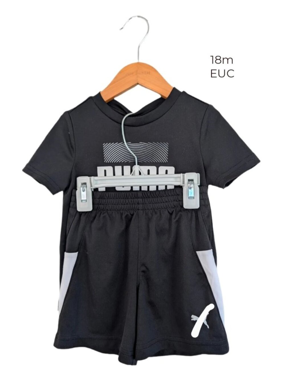 Puma Toddler Black Athletic Basketball Shorts and T-Shirt‎ Set 18m
